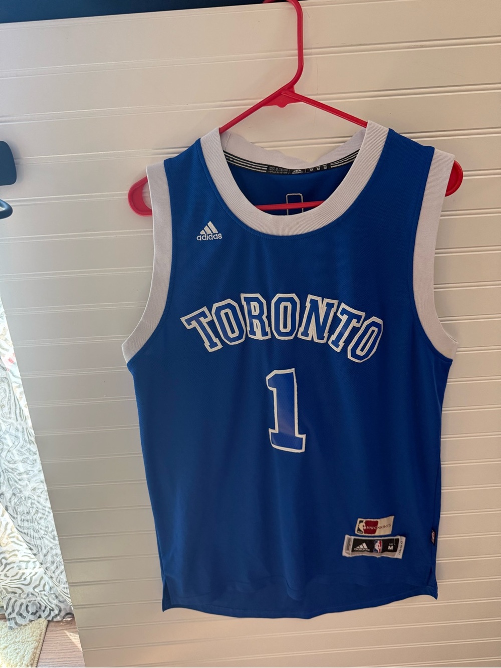adidas Blue Toronto #1 Basketball Jersey with White Trim